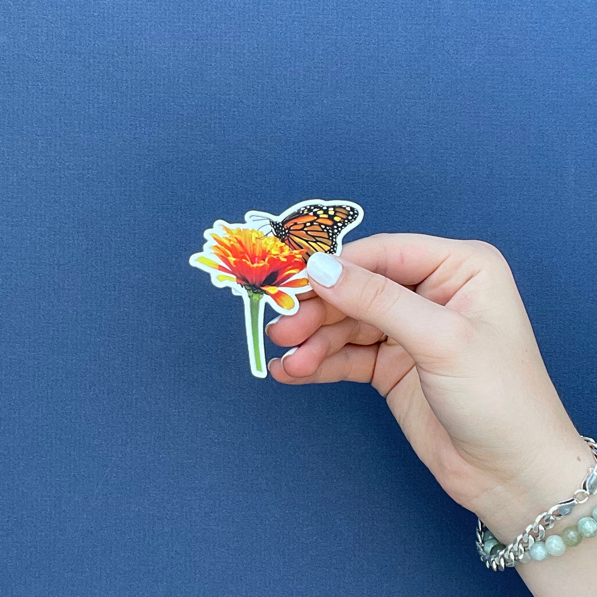 Monarch & Zinnia Vinyl Sticker