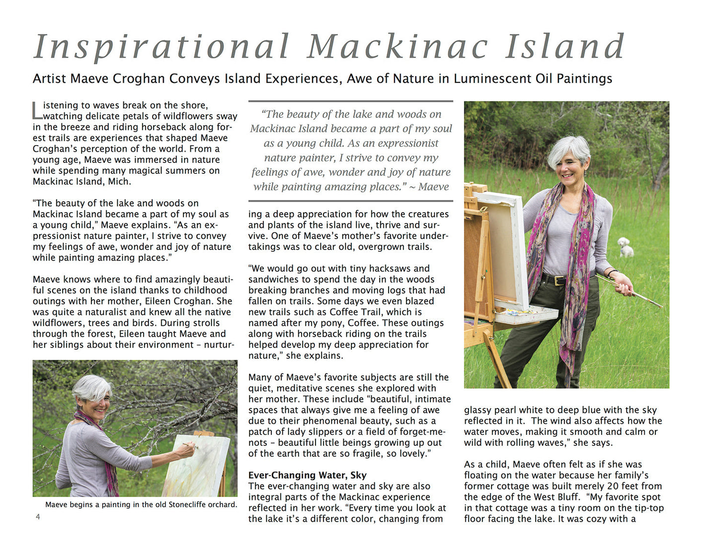 The Essence of Nature is an eye-catching coffee table book that's perfect for sharing your love of the island with friends and family. The book showcases a beautiful collection of luminescent oil paintings by Mackinac Island artist Maeve Croghan.