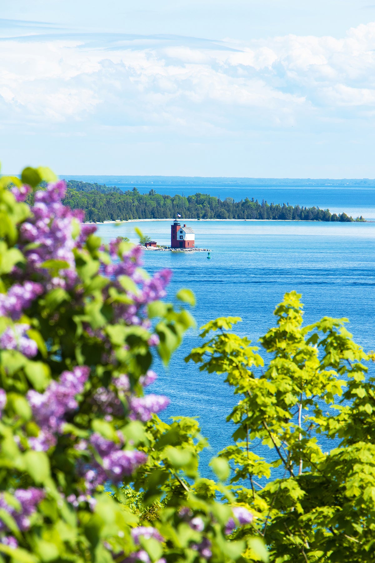 Mackinac:  Lilac View of Round Island (Portrait) Greeting Card.A casually elegant greeting card designed to be shared or displayed as a work of art.  