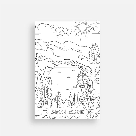Mackinac Island Arch Rock Coloring Postcard
