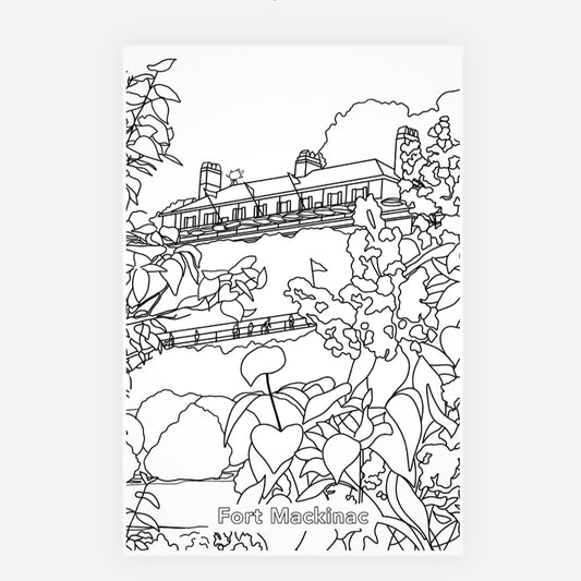Fort Mackinac Coloring Postcard