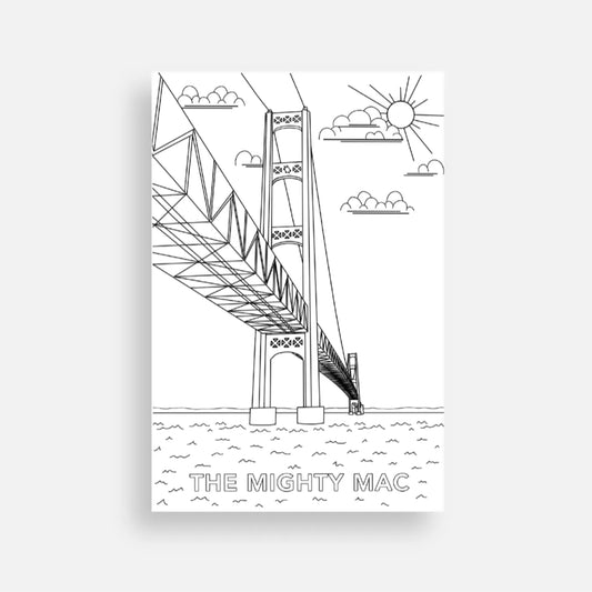 Mackinac Bridge Coloring Postcard