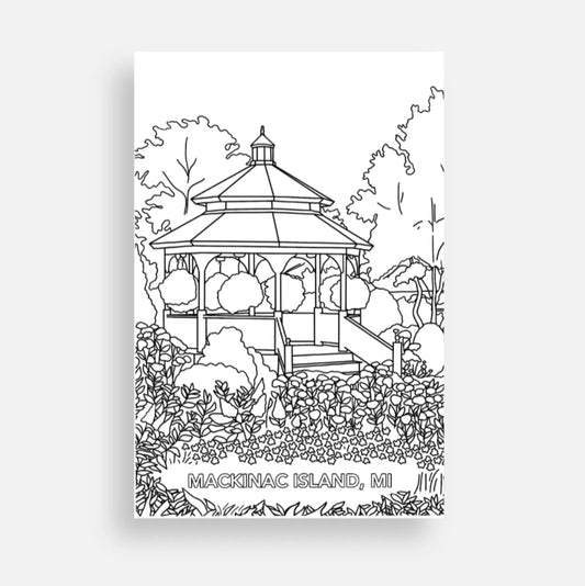 Coloring Postcard - Mission Point Resort Gazebo
