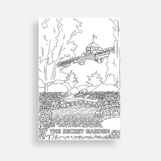 Grand Hotel Secret Garden Coloring Postcard