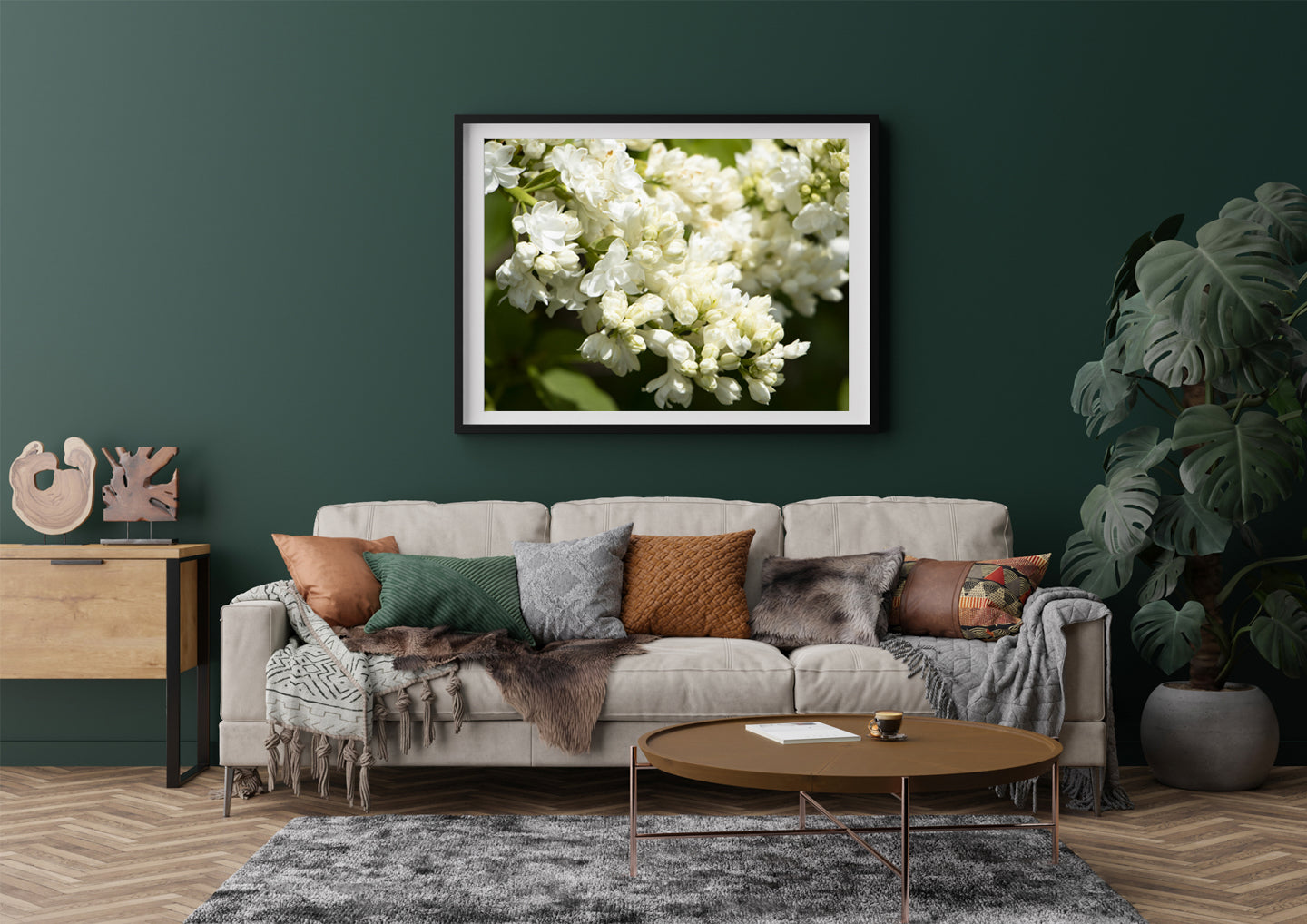Floral wall art for your home or office. White Lilacs Photograph by Jennifer Wohletz of Mackinac Memories.