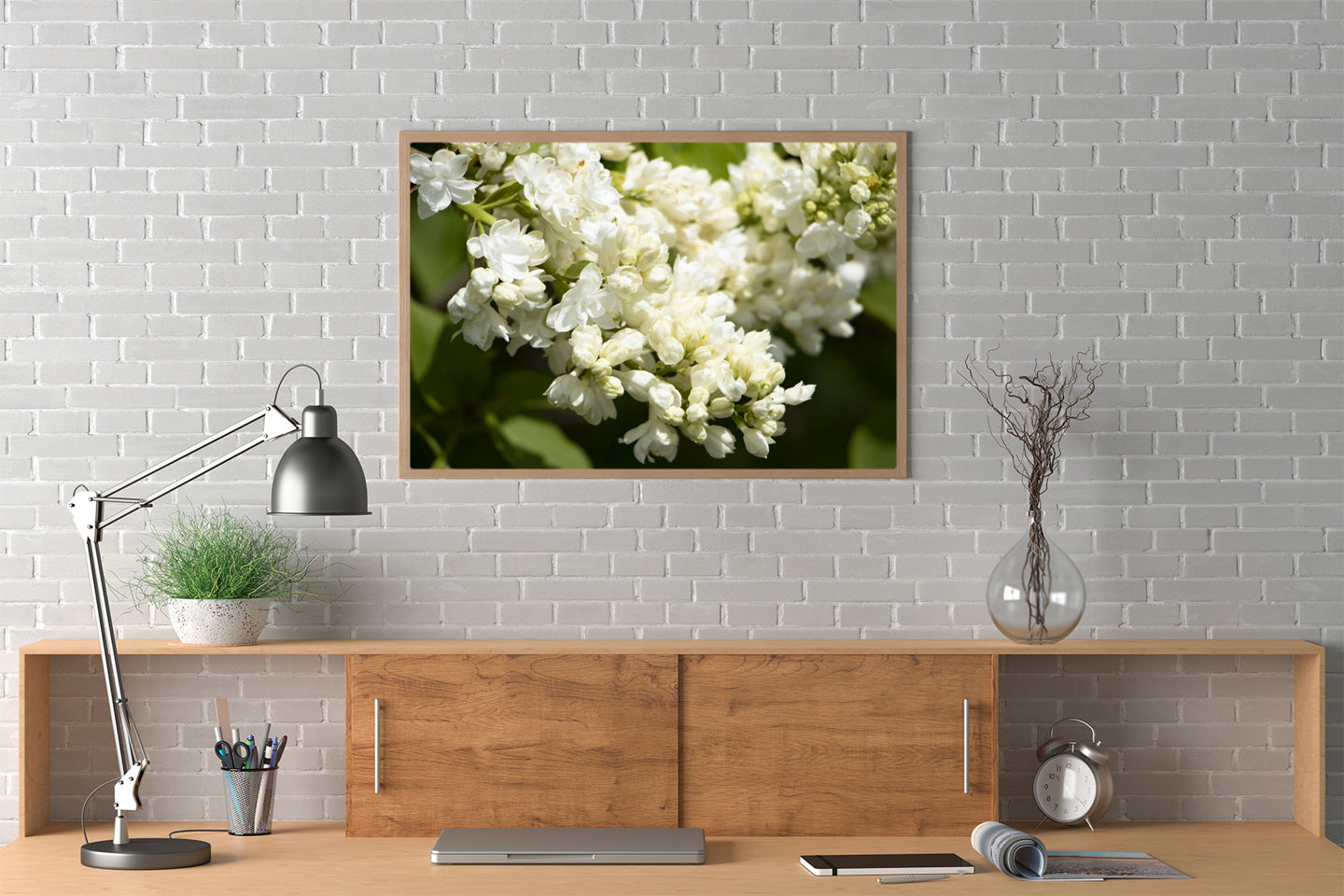 Botanical art for your home or office. White Lilacs Photograph by Jennifer Wohletz of Mackinac Memories.