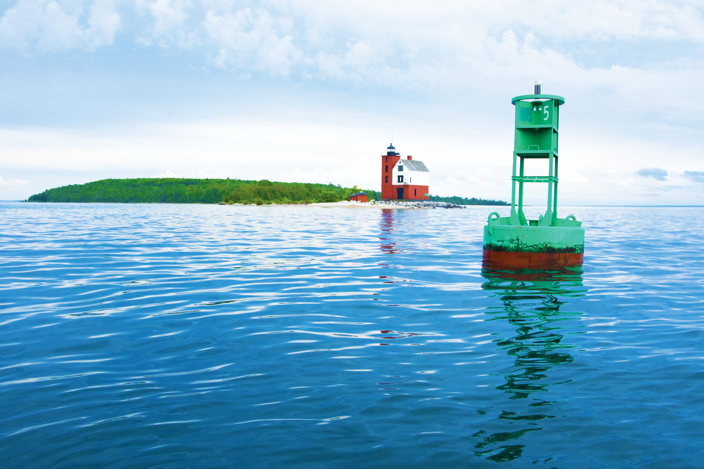 Morning Light on Round Island photograph by Jennifer Wohletz of Mackinac Memories.