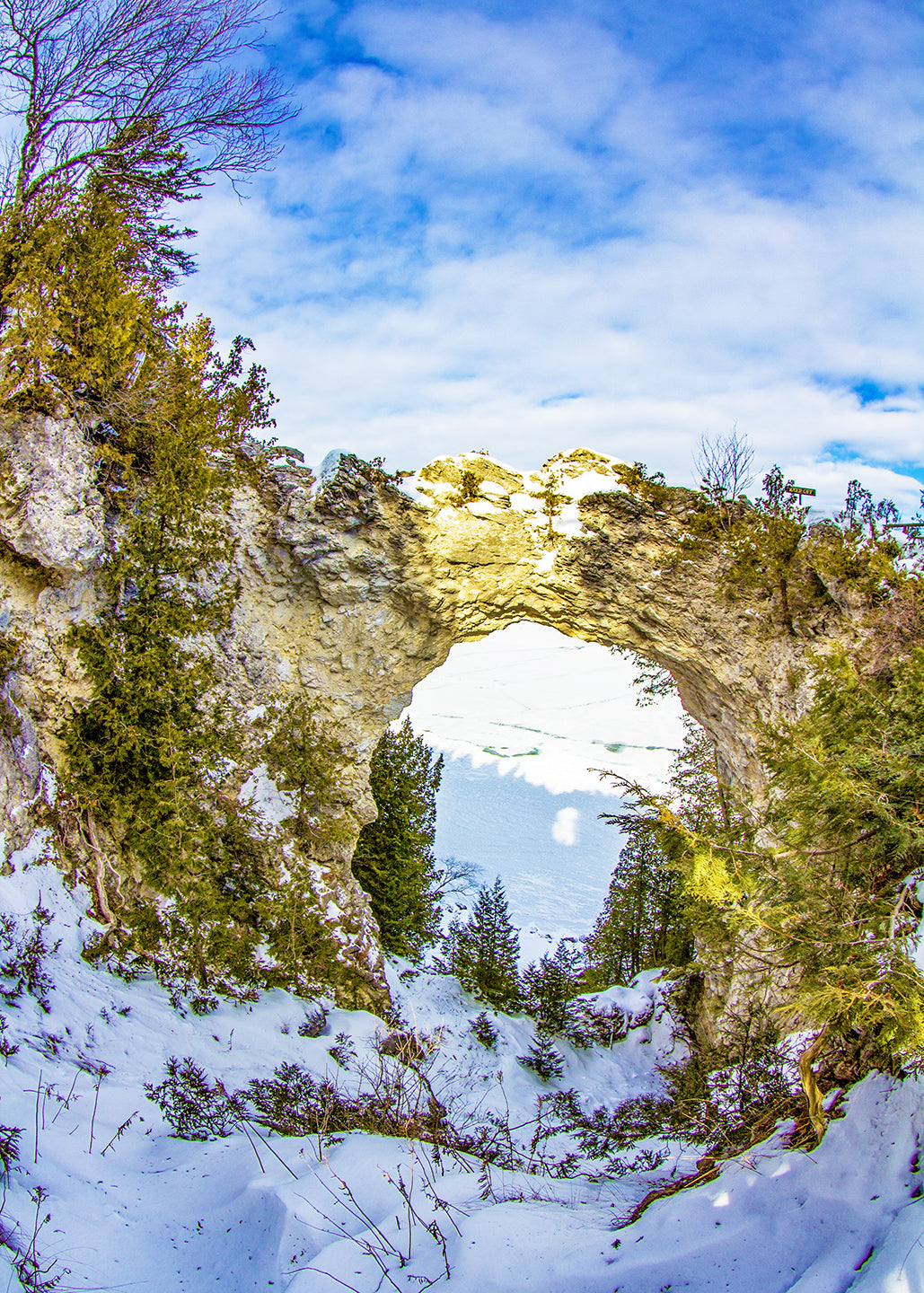 Arch Rock's Shadow in Winter, a Mackinac Island photograph by Jennifer Wohletz.